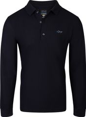 Greg Norman Men's Performance Pique Long Sleeve Polo Black