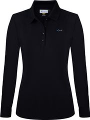 Greg Norman Ladies Performance Pique Long Sleeve Polo Black